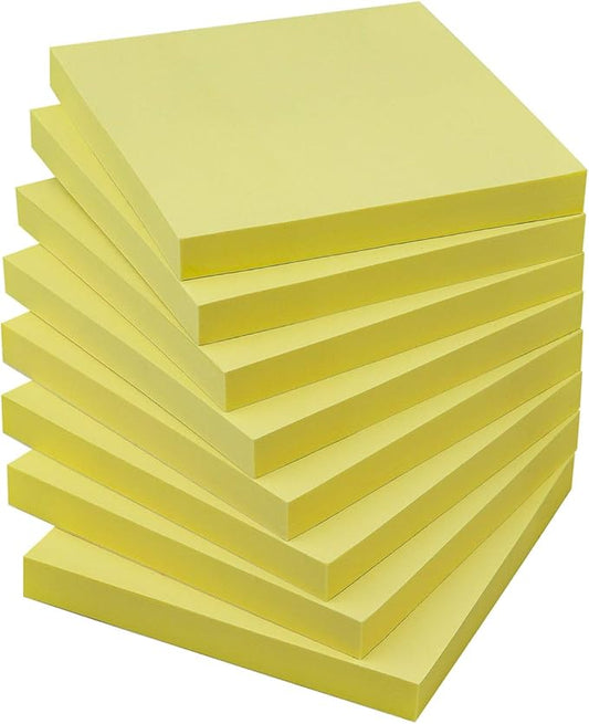 Sticky Notes 3x3 Self-Stick Notes Bright Colors Sticky Notes 8 Pads 80 Sheet/Pad (Yellow)