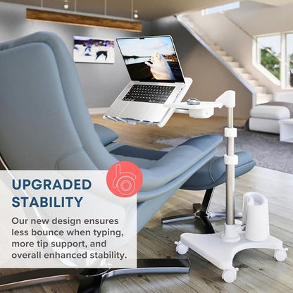 LEVO G2-801 Deluxe Rolling Laptop Stand with Mouse Tray - Silver & White