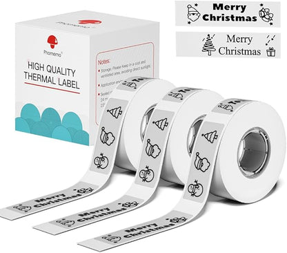 Phomemo D30 Label Tape, for D30 D35 Q30 Q30S Q31 Label Maker, Black on Transparent Clear Sticker Thermal Paper Self-Adhesive Label Maker Tape, 14mm x 30mm (0.55 x 1.18 Inch) 210 Labels/Roll, 3-Roll