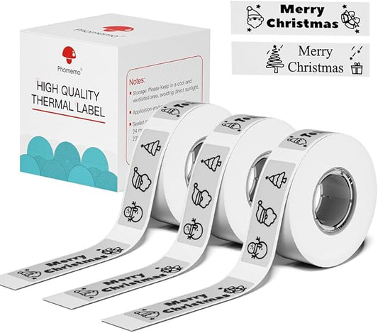 Phomemo D30 Label Tape, for D30 D35 Q30 Q30S Q31 Label Maker, Black on Transparent Clear Sticker Thermal Paper Self-Adhesive Label Maker Tape, 14mm x 30mm (0.55 x 1.18 Inch) 210 Labels/Roll, 3-Roll