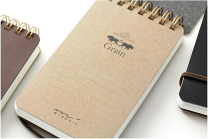DESIGNPHIL Midori 11796006 Notepad WM Ring Memo Grain Black