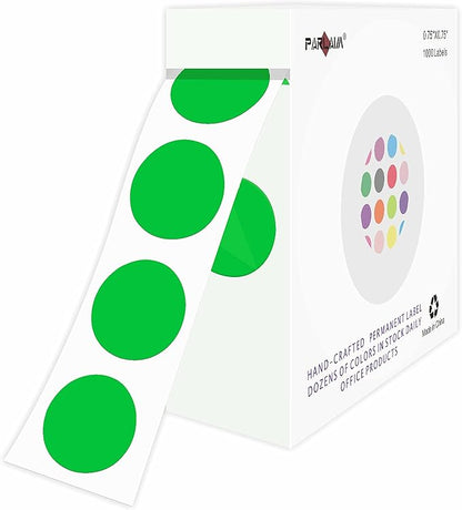 PARLAIM 0.75" Round Color Coding Circle Dot Labels in Roll, 1000 Stickers, 3/4 inch for Garage Sale, Green