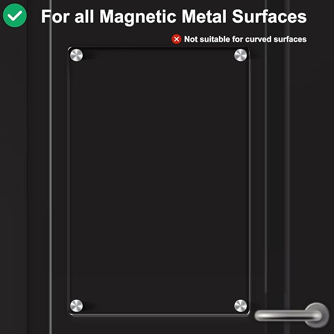 Acrylic Magnetic Dry Erase Board for Fridge Acrylic Clear White Board for Fridge Magnetic Whiteboard for Refrigerator 12"x8"Small Magnet Board 2 Pcs