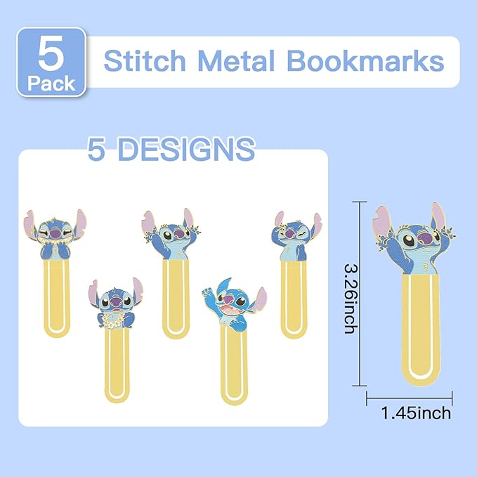 5PCS Metal Book Markers Cute Cartoon Bookmarks Page Markers Set Page Clips Book Marks Gift for Students Teachers School Home Office Supplies (BM-Sdz A)