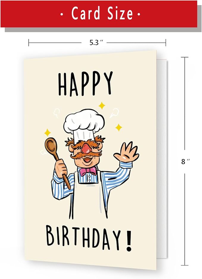 Funny Birthday Card for Men Women，Happy Birthday Cards for Grandma Grandpa，Unique Birthday Gifts for Mom Dad Husband Wife，Humorous Cartoon Bday Gift for Family Kids