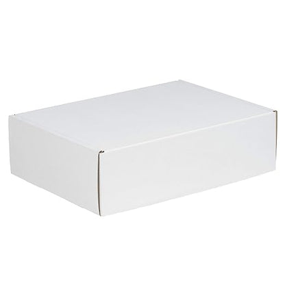 Boxes Fast BFMFL15112 Deluxe Literature Cardboard Mailers, 15 1/8 x 11 1/8 x 2 Inches, Corrugated Die-Cut Shipping Boxes, Large White Mailing Boxes (Pack of 50)