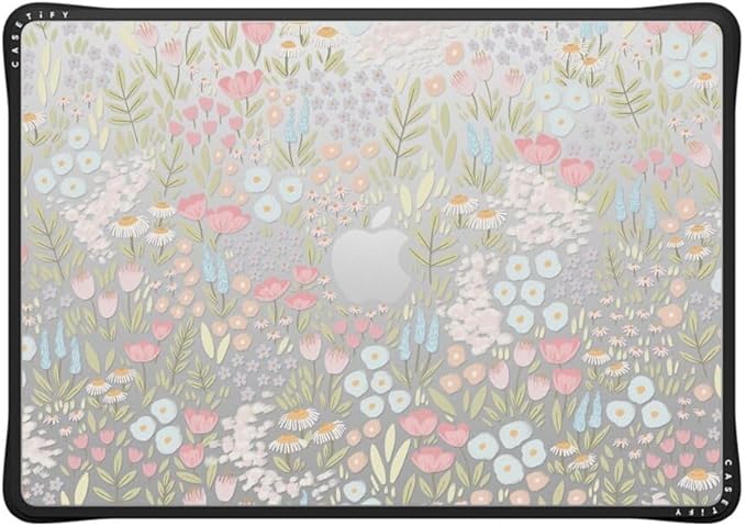 CASETiFY Impact MacBook Air 15" (2023/2024) Case [Enhanced Protective Corner Design/Ventilation Cutouts/Anti-Slip Grip] - Eleanor by Ivory Paper Co - Clear Black