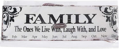 WINOMO Family Birthday Board Plaque DIY Hanging Wooden Birthday Reminder Calendar for Mom Dad Grandma Grandpa with 50pcs Round Discs