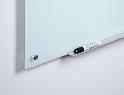 Audio-Visual Direct Magnetic White Glass Dry-Erase Board Set - 8' x 4' - Includes Magnets, Hardware & Marker Tray