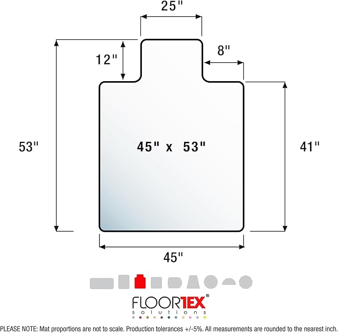 Floortex® Advantagemat® Vinyl Lipped Chair Mat for Carpets up to 1/4" - 45" x 53"