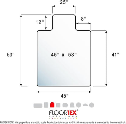 Floortex® Advantagemat® Vinyl Lipped Chair Mat for Carpets up to 1/4" - 45" x 53"