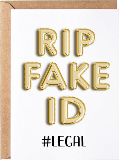 Funny 21st Birthday Card for Him or Her - Happy Birthday Card for 21 Year Old Daughter Son Niece Nephew Sister or Friend - Humorous Twenty One Gift Ideas - RIP Fake ID Card for Best Friend or Coworker