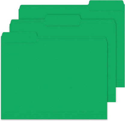 File Folders,IntoJoy 120 Pack Colored File Folder Letter Size, 1/3 Cut Tab Filing Folders for Office School Business File Document Organization,Green