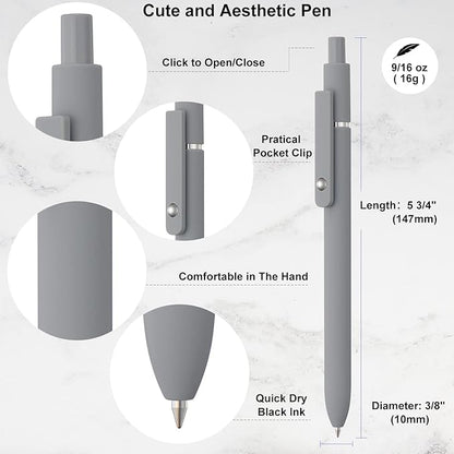 LINFANC 6 Pack Cute Gel Pens, Retractable Quick Dry Gel Ink Pen, Fine Point 0.5mm Black Ink Rolling Ball Gel Pens, Smooth Writing Aesthetic Pens for Home School Office Supplies