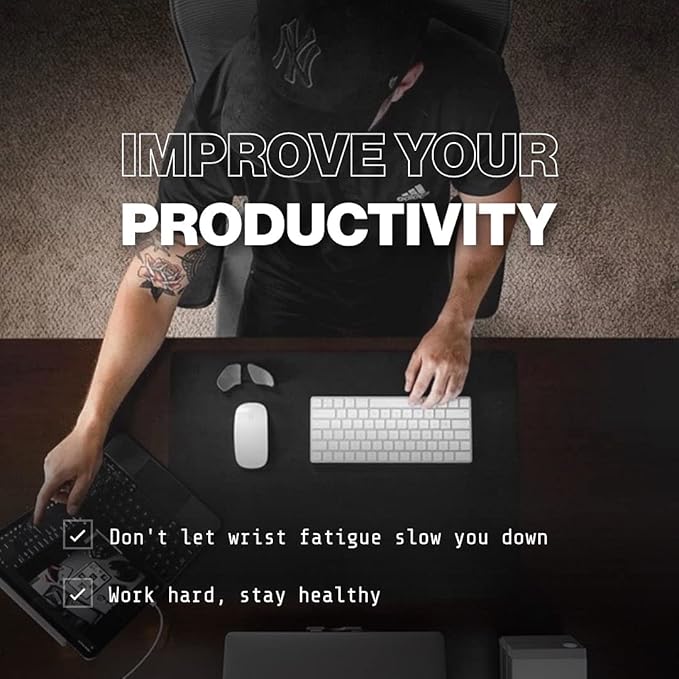 DELTAHUB Carpio 2.0 - Left-Handed Truly Ergonomic Wrist Rest for Mouse, Carpal Tunnel Support, Pain Relief, Anti-Fatigue, Easy Glide, Sleek, Office Computer, Laptop, Gaming - Small, Black