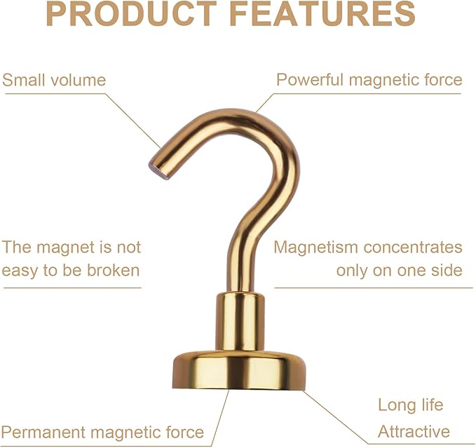 DIYMAG Magnetic Hooks, 30Lbs Strong Heavy Duty Cruise S-Hooks for Classroom, Fridge, Hanging, Kitchen etc, (6 Pack-Yellow)