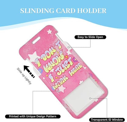 Lanyards for Id Badges, Cute Funny Badge Holder with Retractable Reel Clip, Work Name Tags Keychain Lanyard ID Card Protector Cover Case for Women Teacher Nurse Nursing Doctor Office