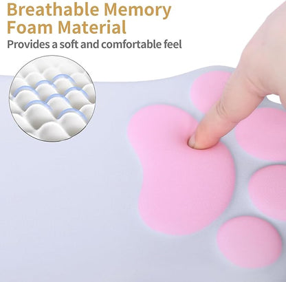 Ergonomic Mouse Pad with Wrist Rest,Cute Cat Paw Mousepad Wrist Support,Comfortable Massage Design Computer Pain Relief Mouse Pad with Non-Slip PU Base for Desk Laptop Gaming Office,Grey