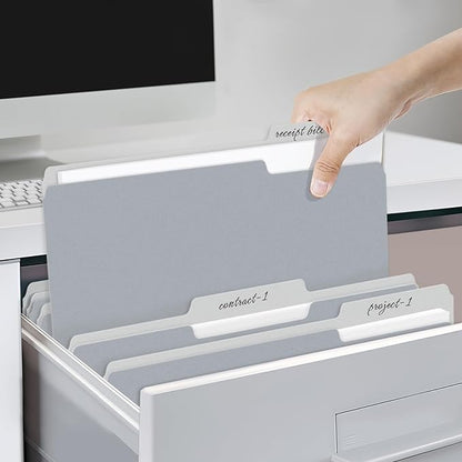 SUNEE File Folders, 30 Pack Manilla Folders 8.5 x 11, Colored File Folders Home Office School Supplies for Documents Files Paper, Gray