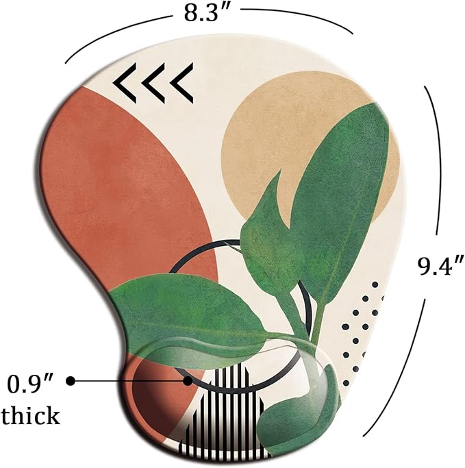 DOOKE Ergonomic Mouse Pad with Wrist Support and,Mouse Pads with Non-Slip PU Base for Home Office Working Studying Easy Typing & Pain Relief Leaves