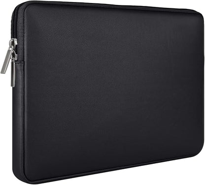 RAINYEAR 11 Inch Laptop Sleeve Soft PU Leather Case Protective Water Resistant Zipper Cover Padded Carrying Bag Compatible with 11.6'' MacBook Air Surface for 11" Chromebook Notebook Computer (Black)
