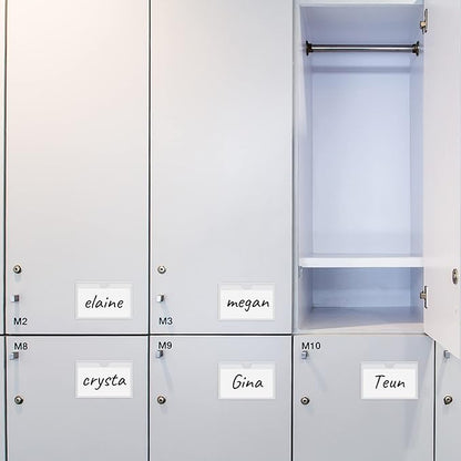 100 Pack Self-Adhesive 3" x 5" Index Card Pockets with Top Open for Loading, Clear Plastic Index Card Lables Holder for Organizing Storage Bins and Protecting Cards Photos Labels