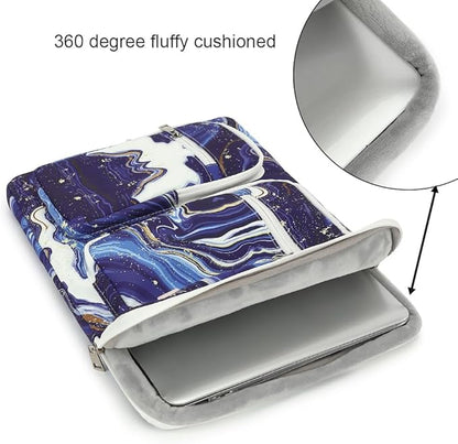 canvaslife 360° Protective Laptop Sleeve Case Bag with 4 Pockets for MacBook Pro 16 inch and 15 inch-15.6 inch Laptop (Blue marble)