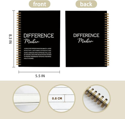 Difference Maker Gift, Difference Maker Definition Spiral Notebook Journal, Motivational Notebooks, Thank You Gifts for Women Men Teacher Coworkers, Hardcover Spiral Notebook 5.5x8.3(Black)