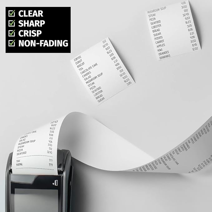 FungLam Thermal Receipt Paper Rolls 3-1/8" x 119' Thermal Paper Cash Register POS Receipt Paper (50 Rolls)