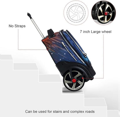 UNIKER Rolling Backpack without Straps for Boys, Roller Travel Bag,Wheeled Bookbag High School,Trolley Middle School Bag for Teens,Schoolbag with Wheels
