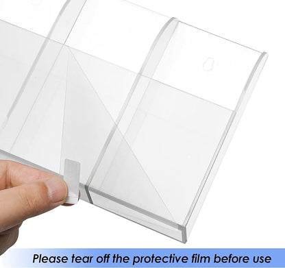 MaxGear Wall Marker Holder 3 Compartments, 2 Pack Desk Acrylic Organizer for Remotes, Pens, Makeup, Markers, Clear Remote Control Holder for Whiteboard Accessories-7.8'' x 1.6'' x 5.5''