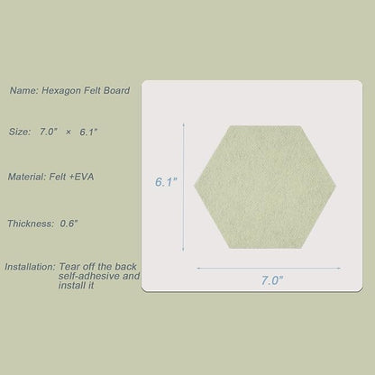 LAJAR 8 Pcs Hexagon Felt Bulletin Board Tiles, Self Adhesive Felt Pin Board Wall Tiles for Photos, Pictures, Memos (Green)