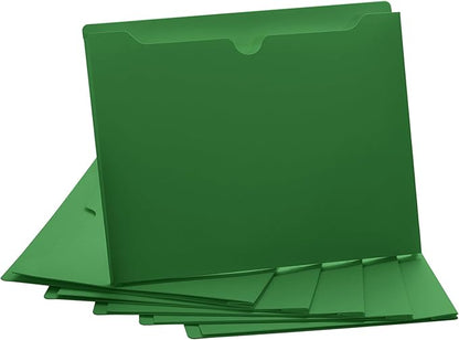 Green File Jackets, 2 Inch Expansion, Letter Size, Reinforced Straight-Cut Tab, 6 Pack