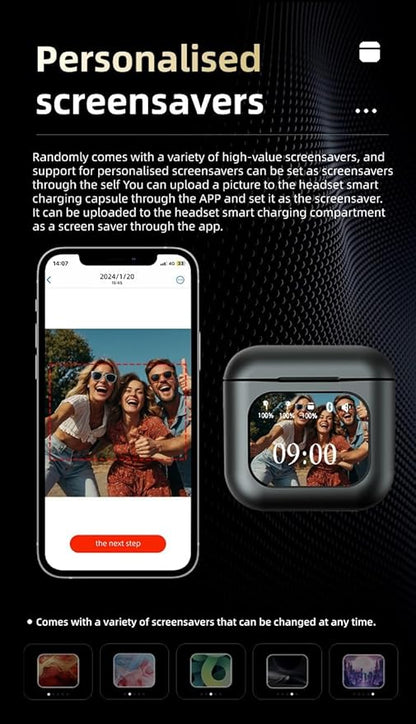 Premier Bluetooth Smart Touch Headset, Customizable Screen Saver, MP3 Player, Control Social Media, Calls, and Messeging Display. Advanced V5.3 Technologies (Red)