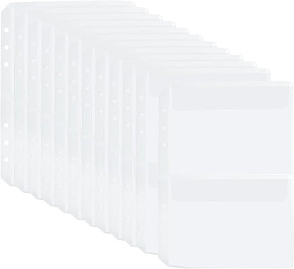 PATIKIL A5 Binder 2 Pockets, 12 Pack PVC Zipper 6 Holes Binder Pouch Folders Document Waterproof Filing Storage Loose Leaf Bags for 6-Ring Notebook Binder, Clear