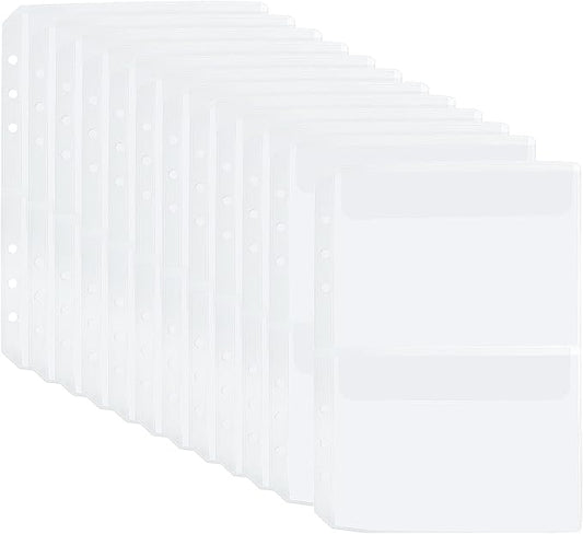 PATIKIL A5 Binder 2 Pockets, 12 Pack PVC Zipper 6 Holes Binder Pouch Folders Document Waterproof Filing Storage Loose Leaf Bags for 6-Ring Notebook Binder, Clear