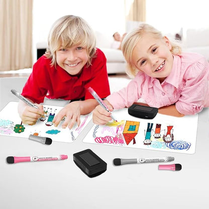 Magnetic Dry Erase Board Fridge Whiteboard Sheet 17"x11", Easy to Write and Clean, Flexible Refrigerator White Board for Home Kitchen Memo Shopping List, 2 Marker Pens and Eraser with Magnets