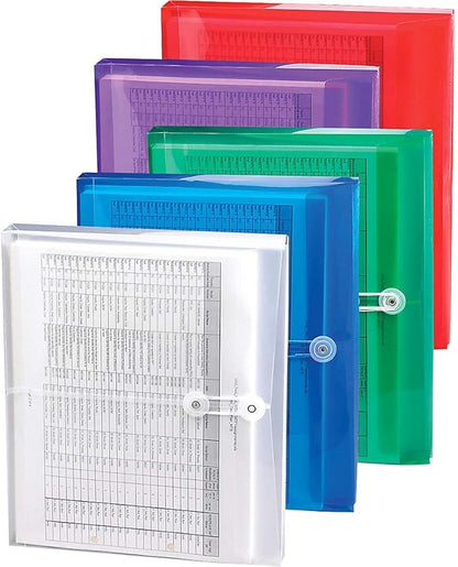 Smead Poly Envelope, 1 1/4 Inch Expansion, String-Tie Closure, Side Load, Letter Size, Clear, 5 per Pack (89521)