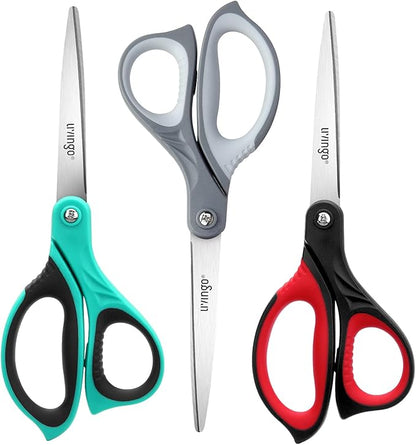 LIVINGO Sharp Scissors Bulk: 24 Pack of Scissors Set All Purpose Heavy Duty for Office Home Middle High School Classroom Teacher Supplies Craft Cutting Paper Fabric Sewing, Comfortable Grip, 8.5 Inch