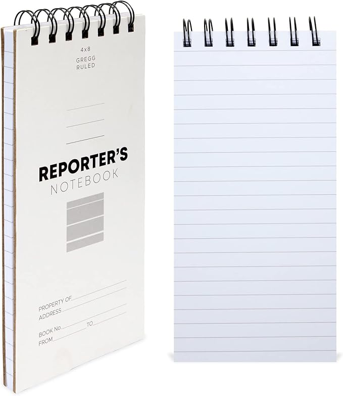 12 Pack Reporters Notebook, Spiral Note Pad for Journalist, Detective (70 Sheets/140 Pages Per Book, 4x8 In)