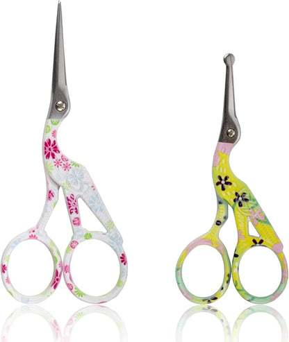 Stork Bird Rounded Safety Tip Embroidery Craft Stainless Steel Crane Scissors - Assortment F - 20 Pairs