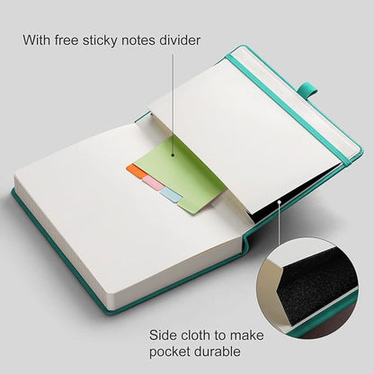 AHGXG Thick Notebook College Ruled, 320 Numbered Pages Lined Journal for Women, A5 Notebooks for Work, 100gsm Paper, Faux Leather Hardcover, for Note-Taking, 5.75'' X 8.38''-Mint