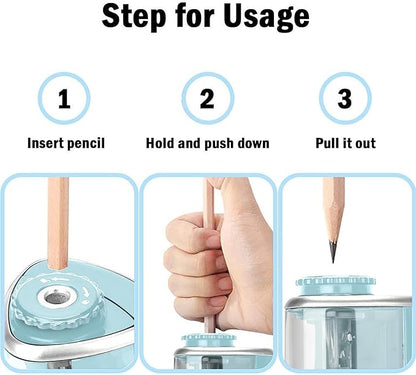 Pencil Sharpener Electric Pencil Sharpener for Kids, Blade to Fast Sharpen, Suitable for No.2/School/Classroom/Office/Home (Blue)