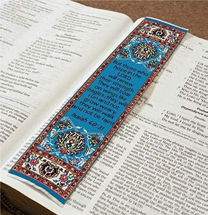 Wings Like Eagles & Renewed Strength, Bulk Pack of 6 Woven Fabric Christian Bookmarks, Silky Soft Isaiah 40:31 Flexible Bookmarker for Novels Books and Bibles, Religious Memory Verse Gift