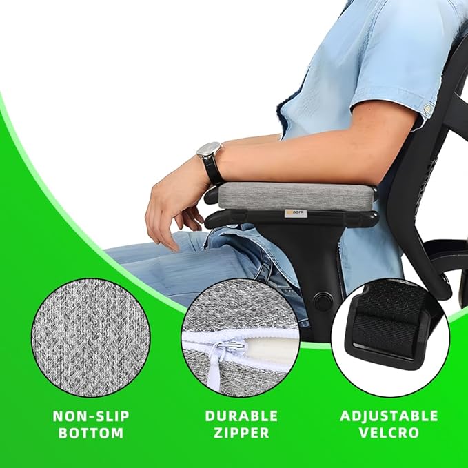 Memory Foam Office Chair Armrest Pads, Comfy Desk Chair Arm Rest Cover for Elbows and Forearms Pressure Relief(Set of 2)