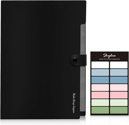 SKYDUE 8 Pockets Expanding File Folders, Accordion Folders, Portable Paper Bill Receipt Organizer, Letter Size, Home College School Office Supplies, Black