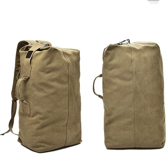 Military Duffel Bag Top Load Double Strap Canvas Backpack Army Travel