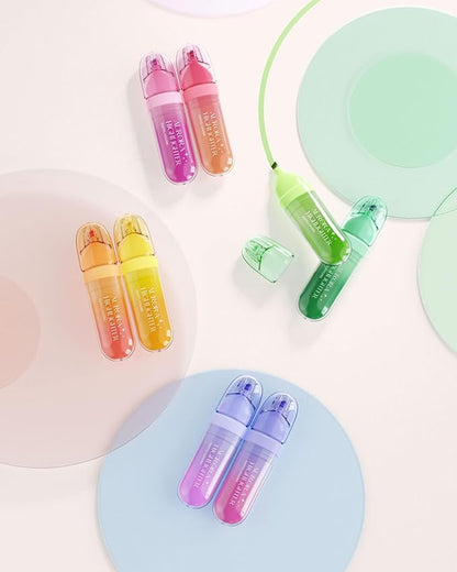 Four Candies 8 Pcs Highlighters Assorted Colors, Cute Pastel Highlighter Set, Dry Quickly, Soft Chisel Tip, Assorted Colors Bible Highlighter for No Bleed, Aesthetic Highlighters for School, Office