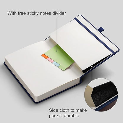 AHGXG Thick Journal Lined Notebook - 320 Numbered Pages A5 College Ruled Notebook for Writing, 100gsm Lined Paper, Leather Hardcover, for Women Men Work Office School, 5.75'' X 8.38''-Dark Blue