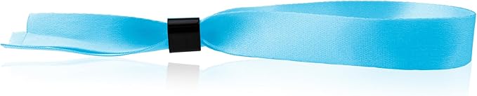 100 WristCo Cloth Event Wristbands - Light Blue Fabric Bracelets Wrist Bands for Concerts Festival Admission Party 13 ½” x ½”